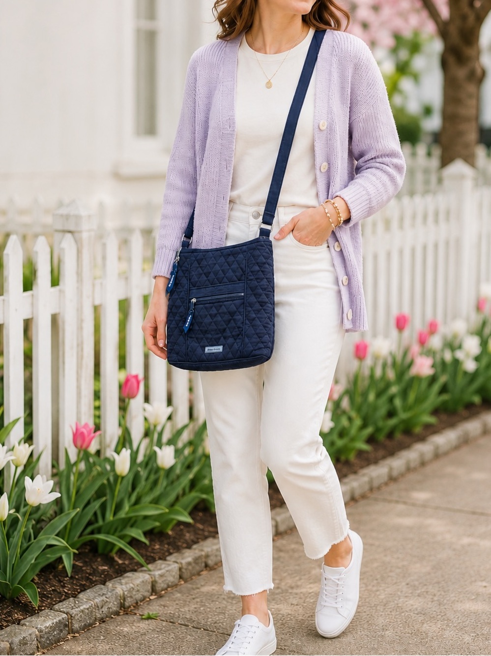 Vera Bradley Quilted Solid Navy Crossbody Bag – Classic Lightweight Everyday